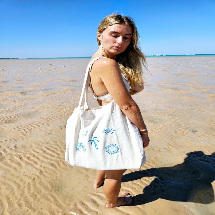canvas beach tote bag