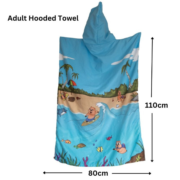 Adult Ocean Quokka Towel | Hooded Towel | Sandy Toes Beachwear