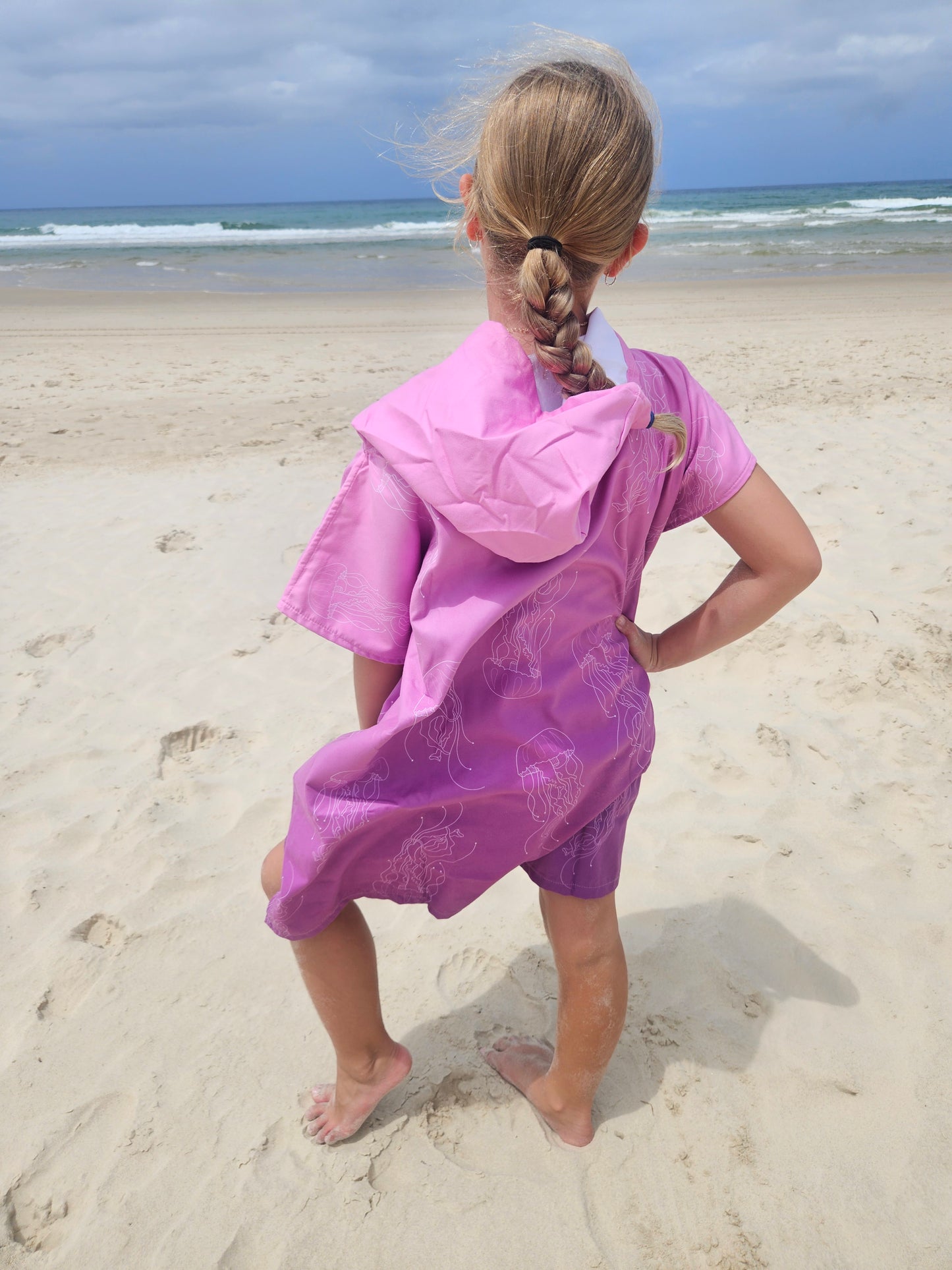 Purple Jellyfish Kids Hooded Towel | Hooded Towel Kids | Sandy Toes Beachwear