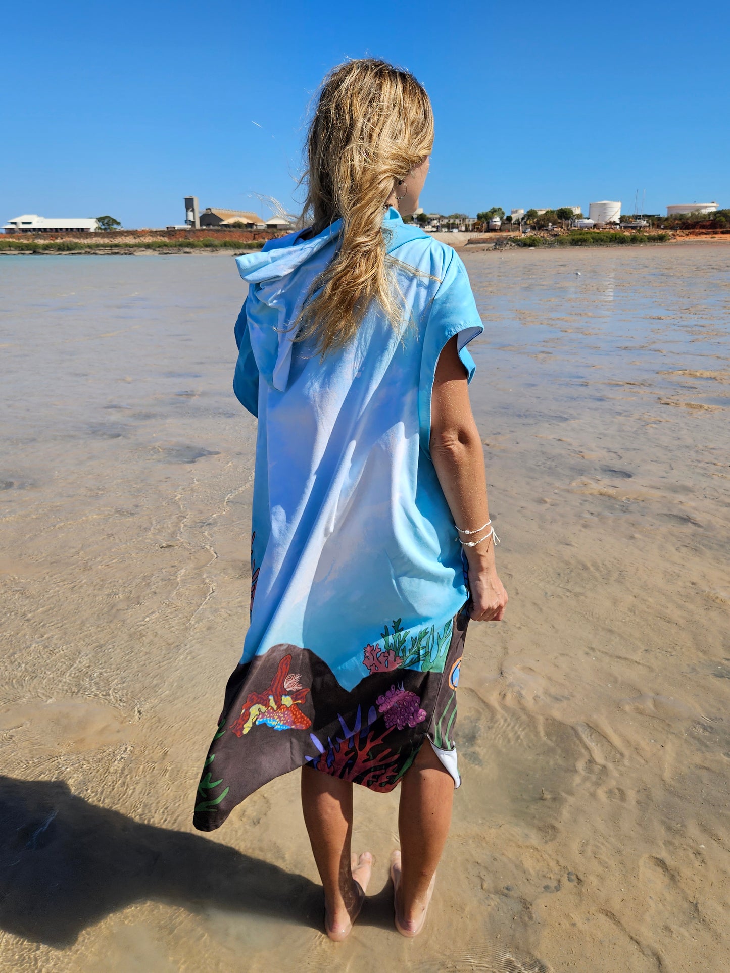 Adult Turquoise Nudibranch Towel | Hooded Towel | Sandy Toes Beachwear